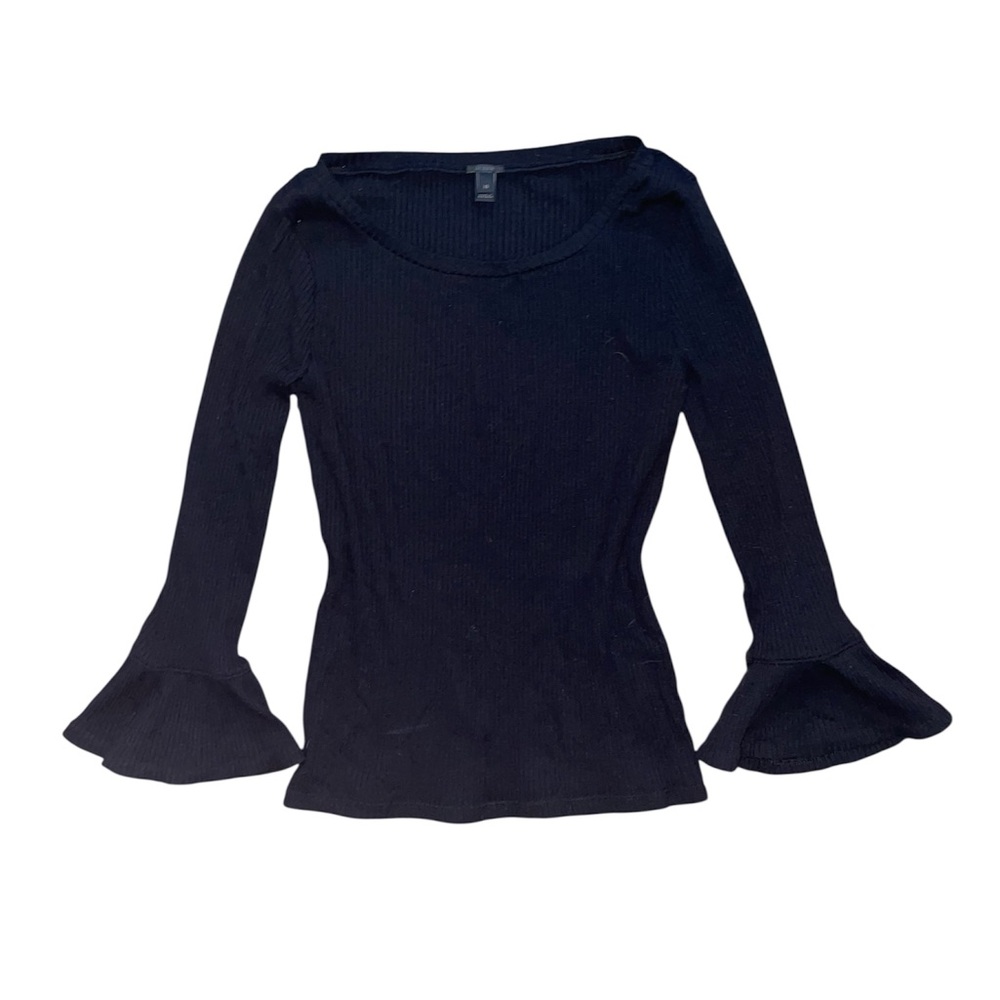 Jcrew Black Flared Long Sleeve Top